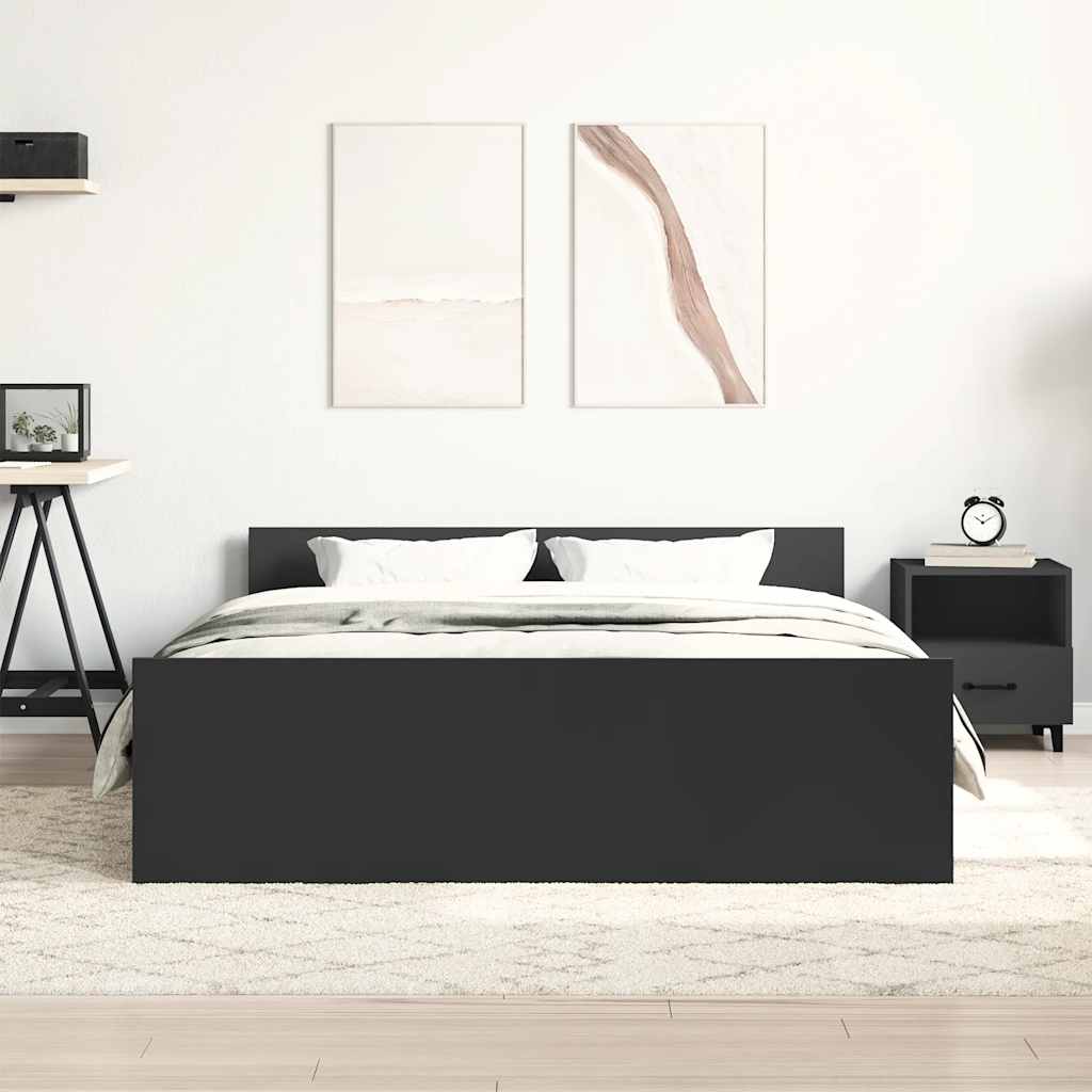 Okvir kreveta s uzglavljem i podnožjem crni 120x190 cm