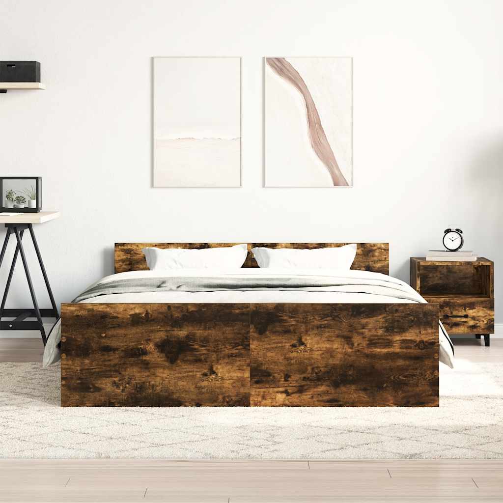 Okvir kreveta s uzglavljem i podnožjem boja hrasta 140x190 cm
