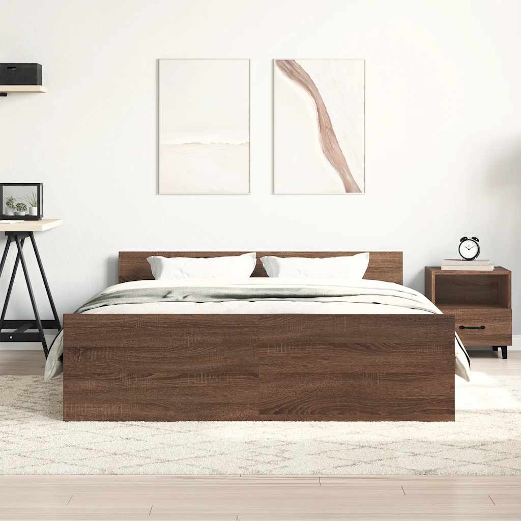 Okvir kreveta s uzglavljem i podnožjem boja hrasta 140x190 cm