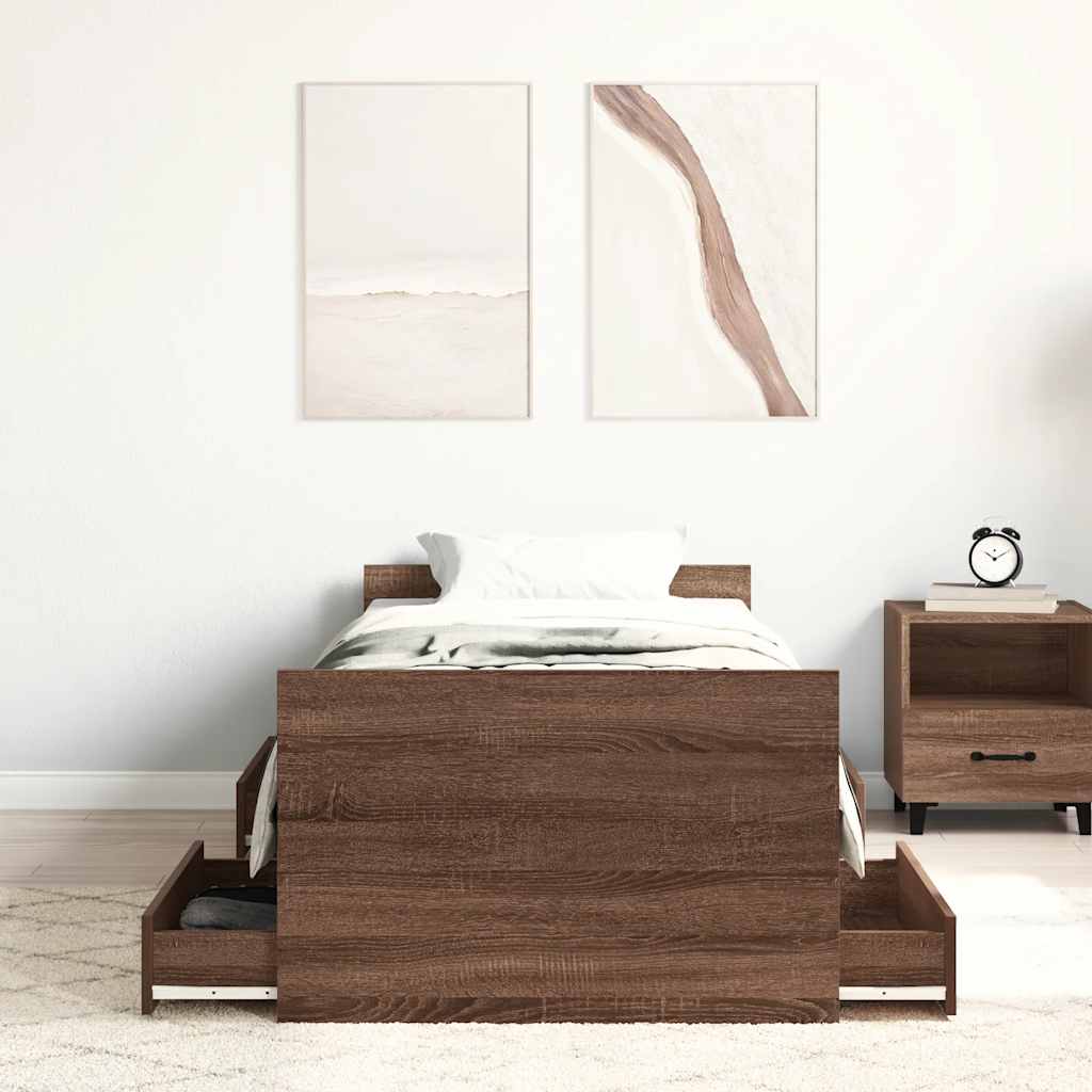 Okvir kreveta s uzglavljem i podnožjem boja hrasta 100 x 200 cm