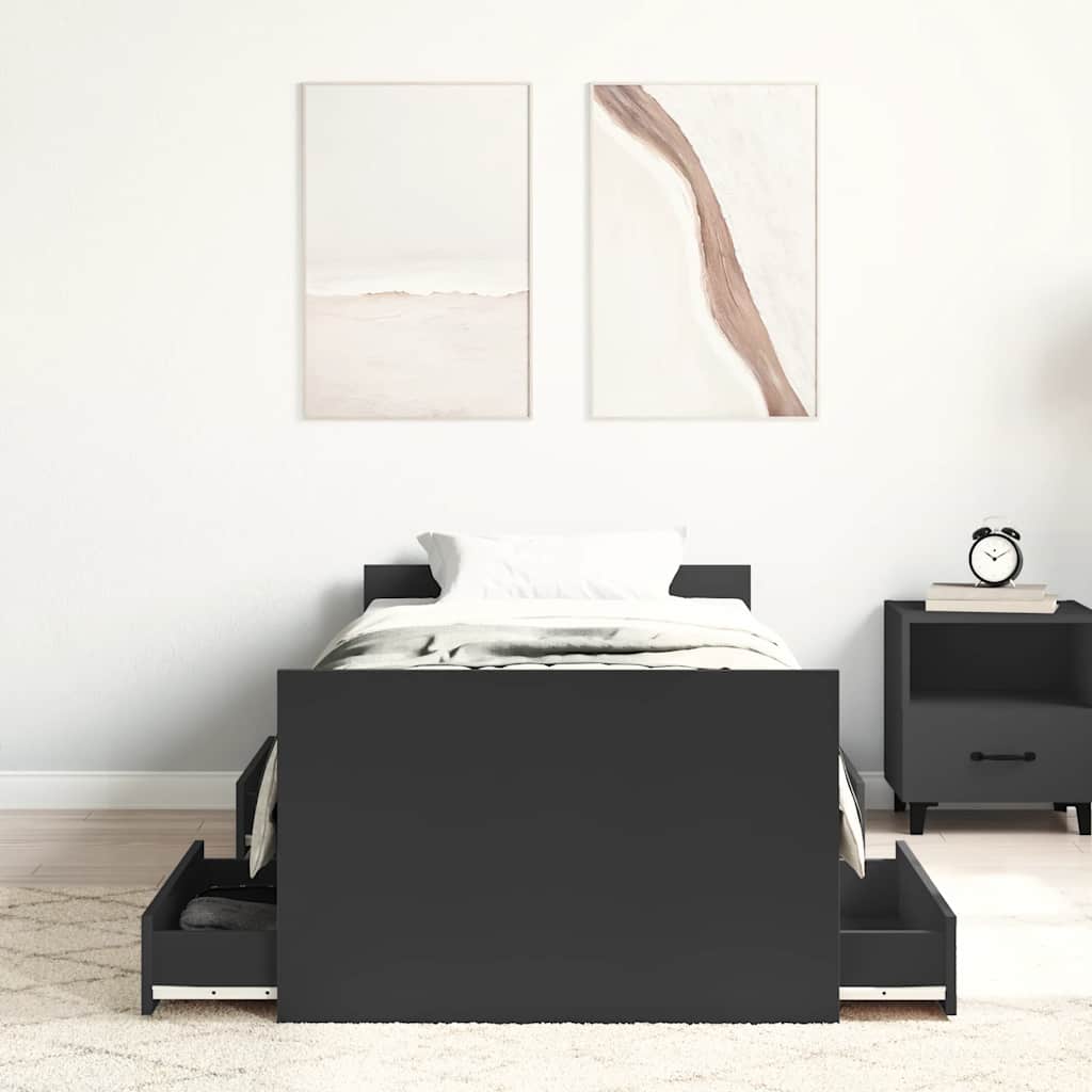 Okvir kreveta s uzglavljem i podnožjem crni 90 x 200 cm
