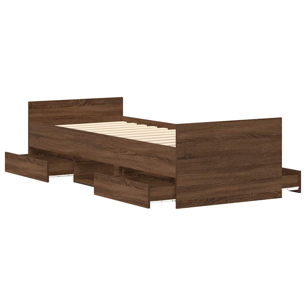 Okvir kreveta s uzglavljem i podnožjem boja hrasta 75 x 190 cm