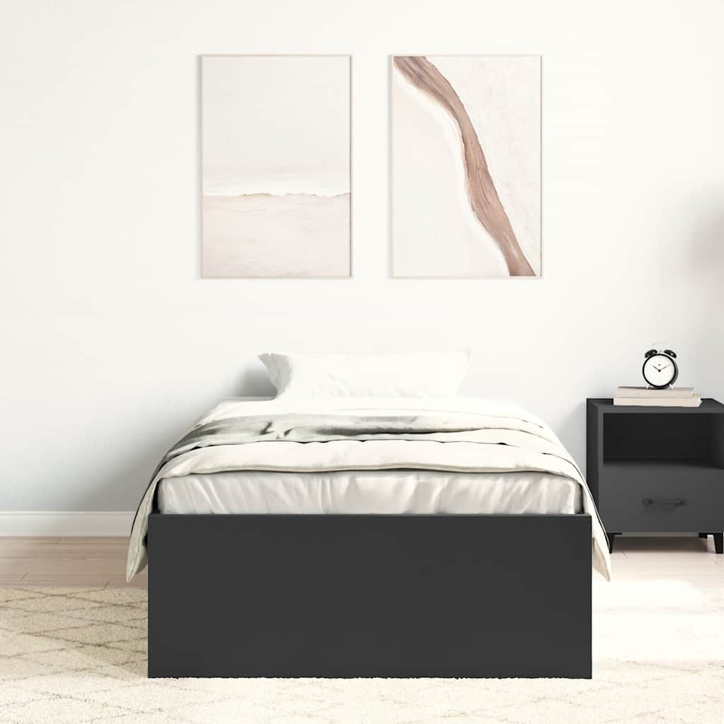Okvir kreveta crni 75 x 190 cm mali za jednu osobu