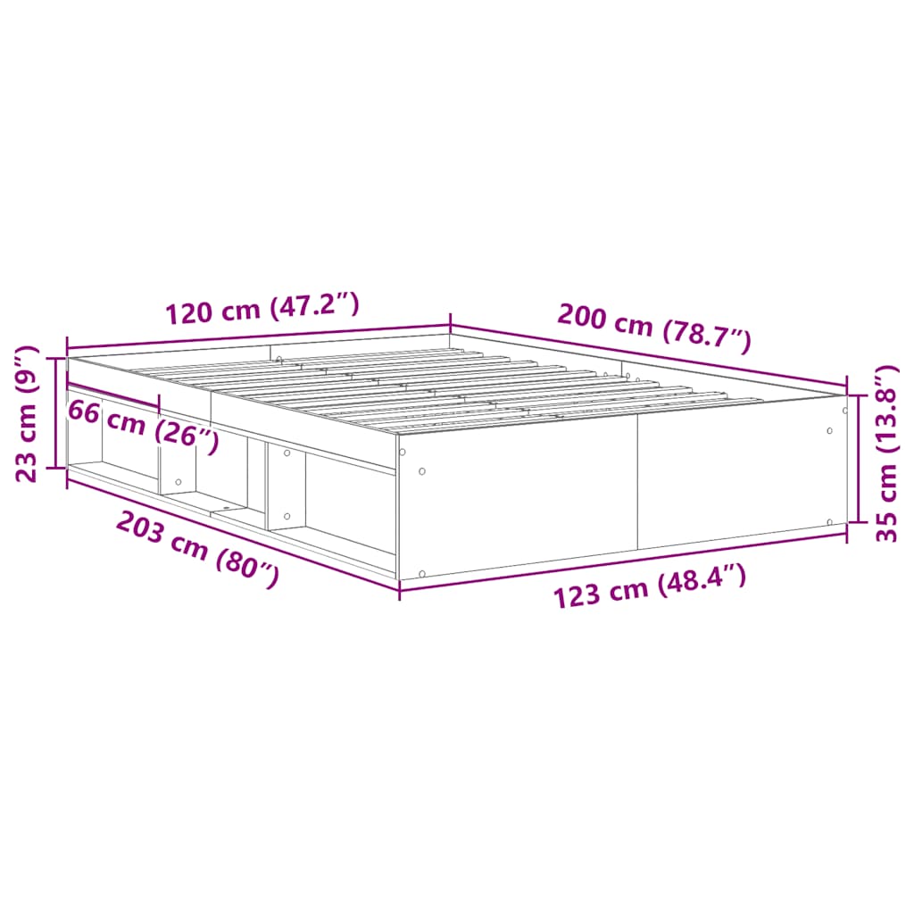 Okvir za krevet crni 120 x 200 cm