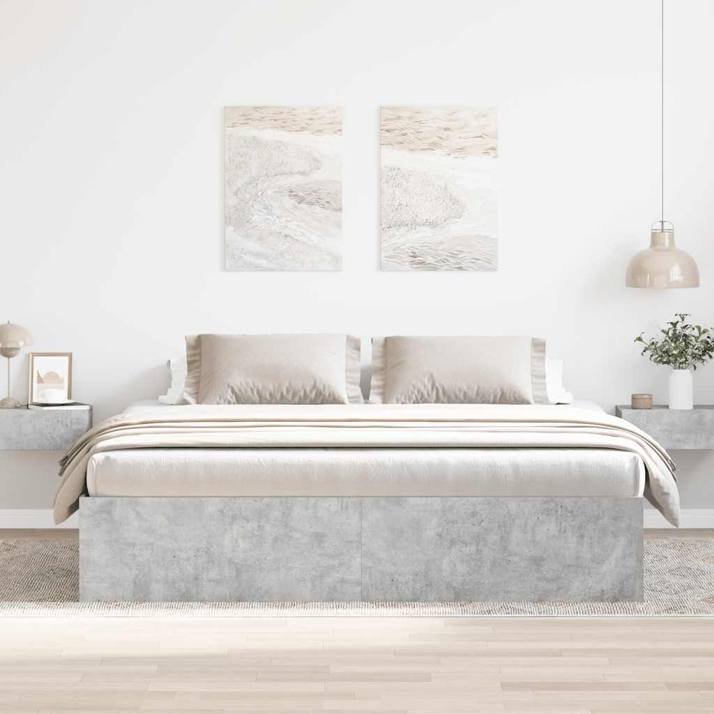Okvir za krevet siva boja betona 200x200 cm