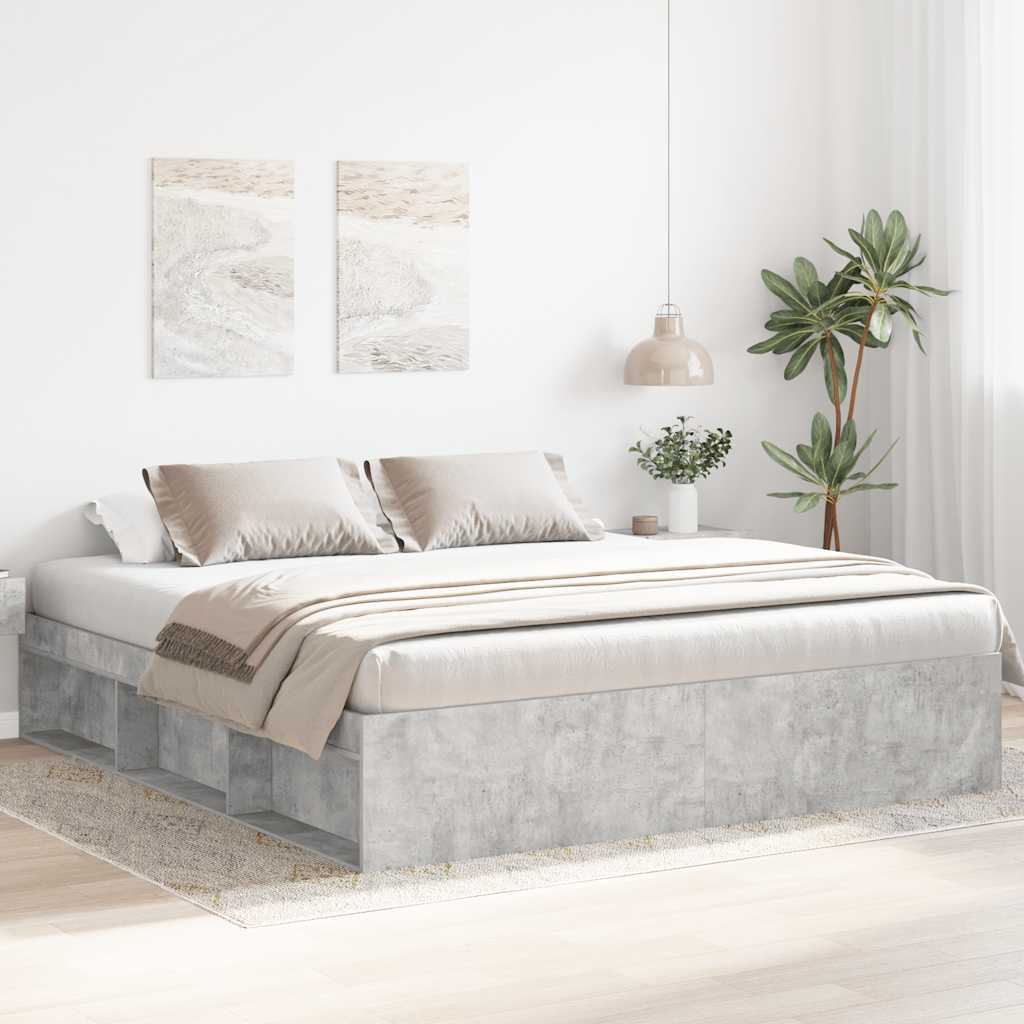 Okvir za krevet siva boja betona 200x200 cm