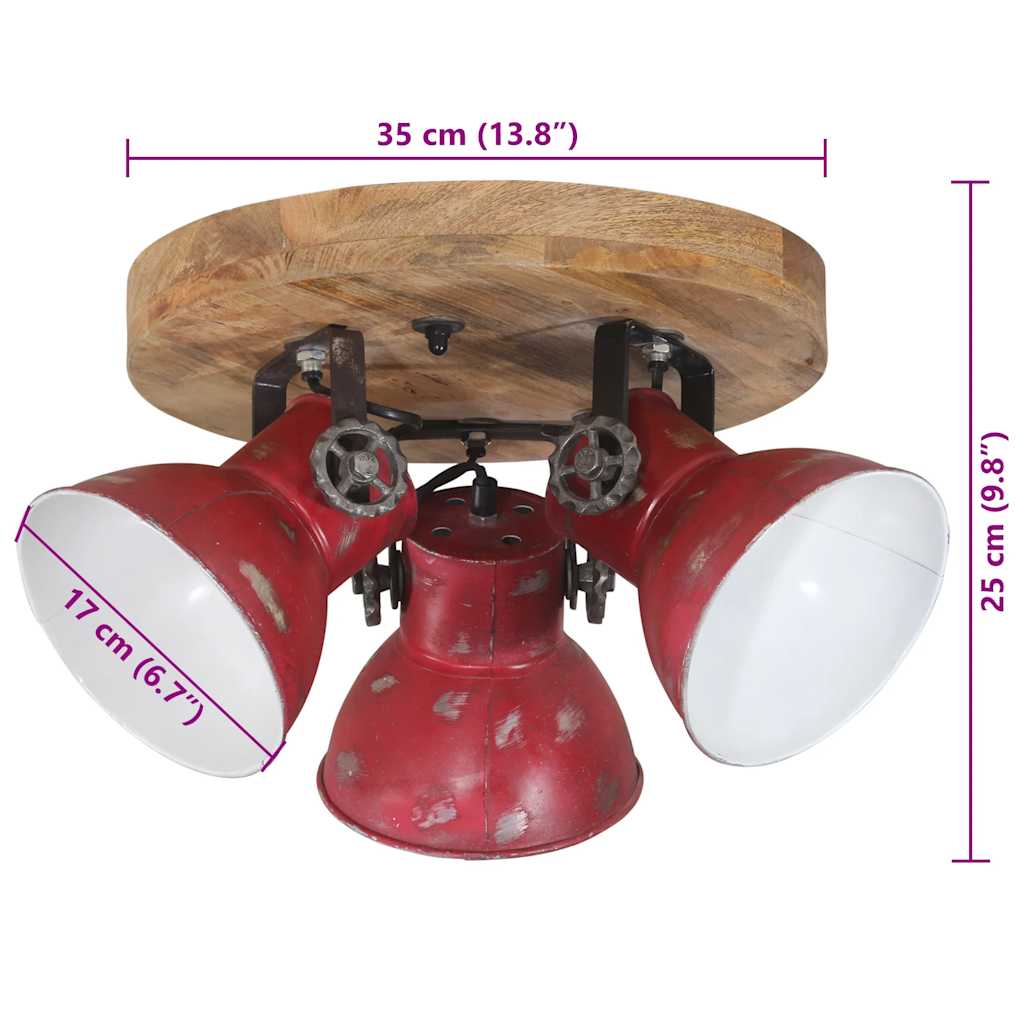 Stropna svjetiljka 25 W pohabano crvena 35 x 35 x 25 cm E27