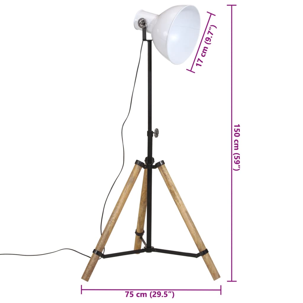 Podna svjetiljka 25 W bijela 75x75x90-150 cm E27