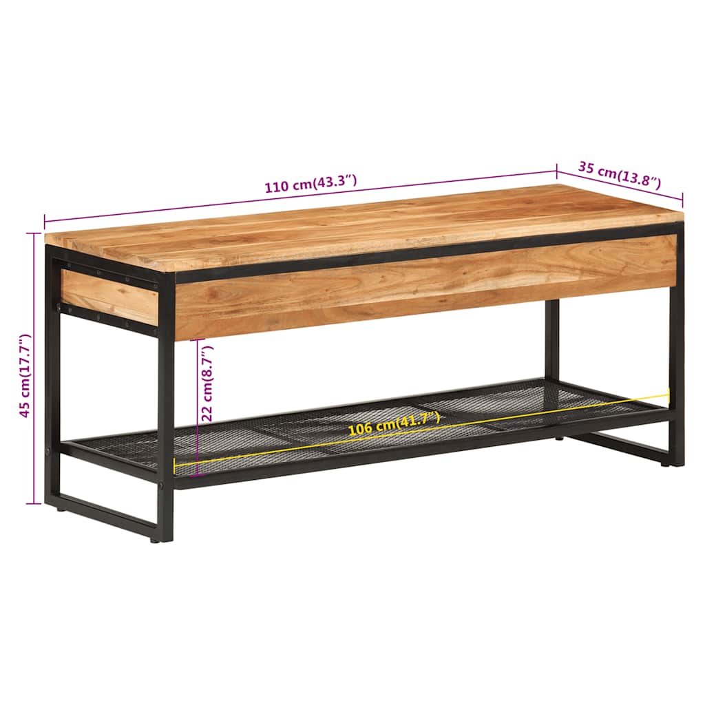 Klupa za cipele 110x35x45 cm od masivnog drva bagrema i željeza