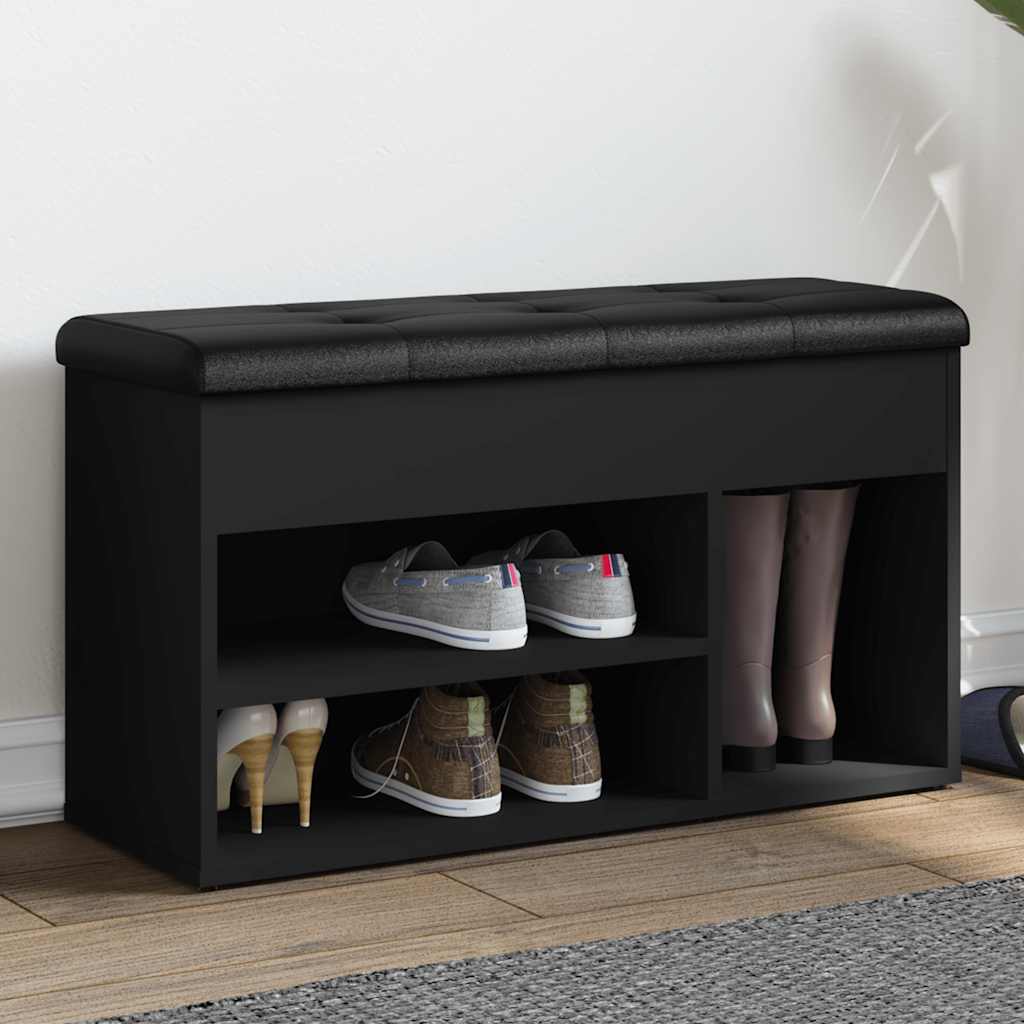 Klupa za cipele crna 82 x 32 x 45,5 cm od konstruiranog drva