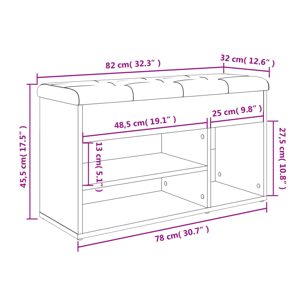 Klupa za cipele boja hrasta 82 x 32 x 45,5 cm konstruirano drvo