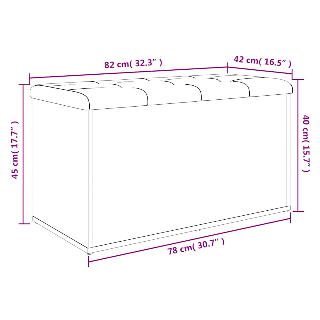 Klupa za pohranu siva boja betona 82x42x45 cm konstruirano drvo