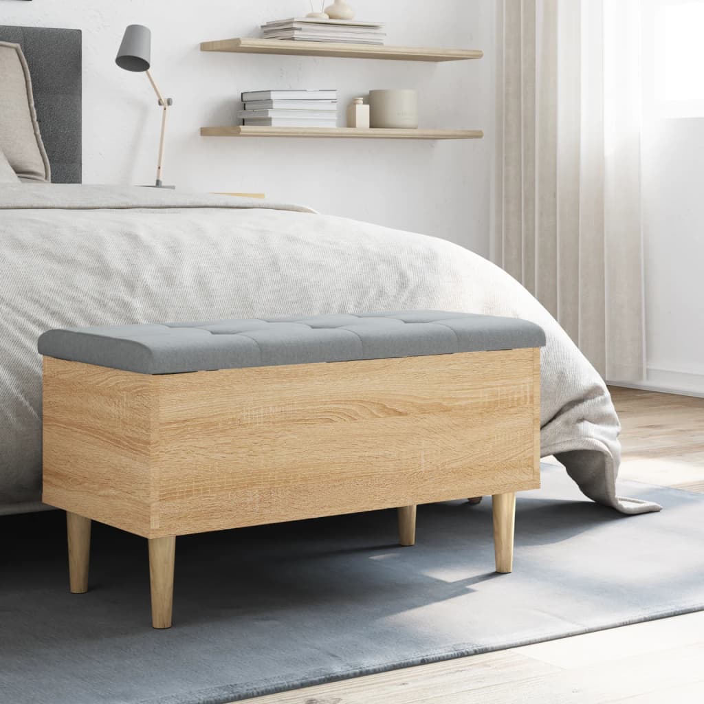 Klupa za pohranu boja hrasta 82x42x46 cm od konstruiranog drva