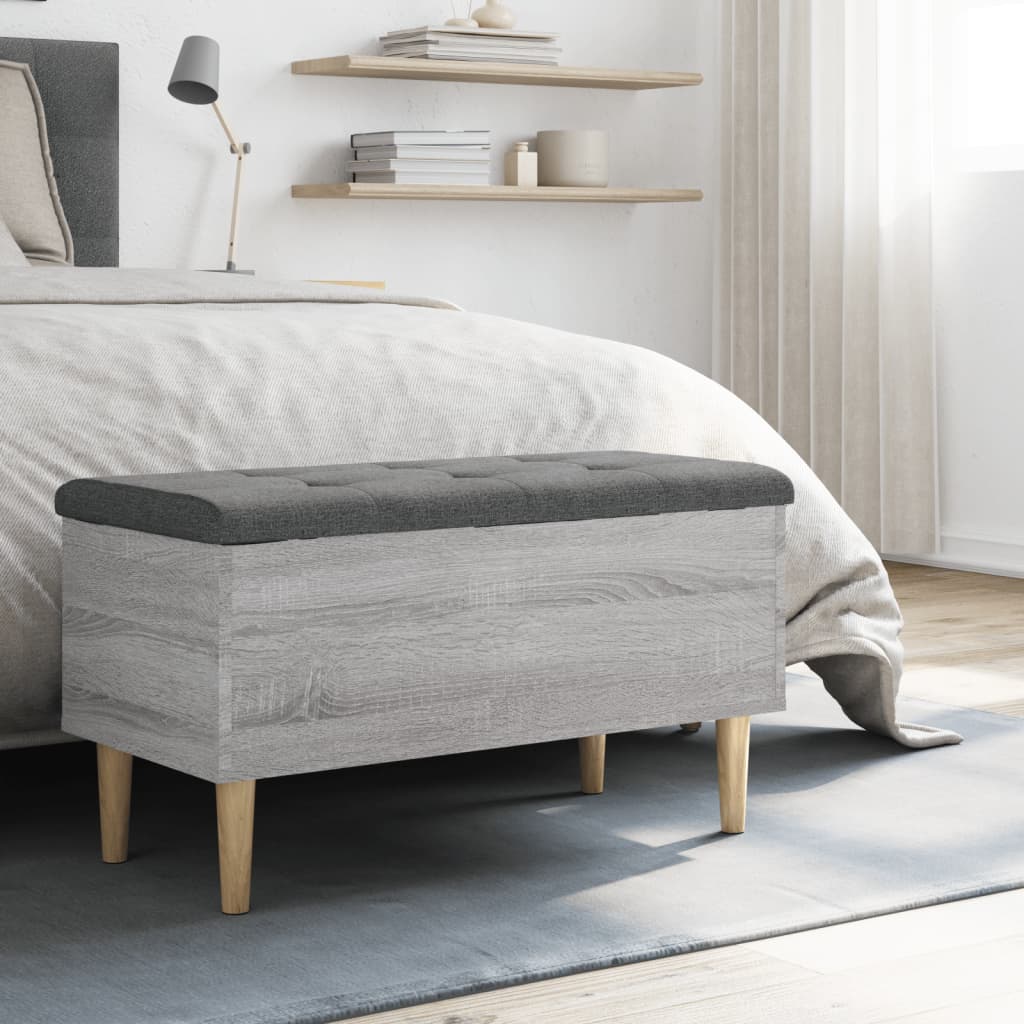 Klupa za pohranu siva boja hrasta 82x42x46 cm konstruirano drvo