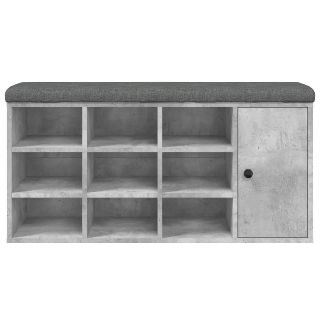 Klupa za cipele siva boja betona 102x32x50 cm konstruirano drvo