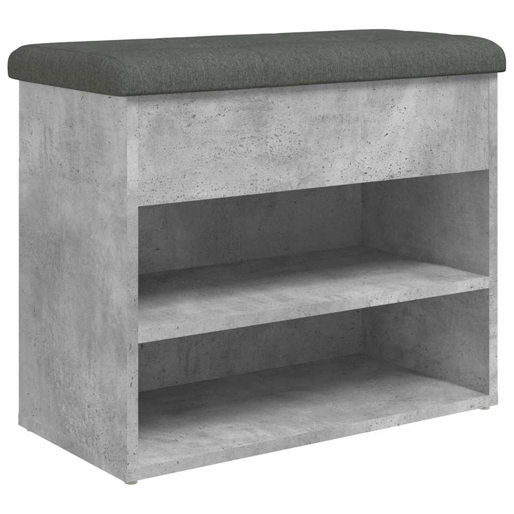 Klupa za cipele siva boja betona 62x32x50 cm konstruirano drvo