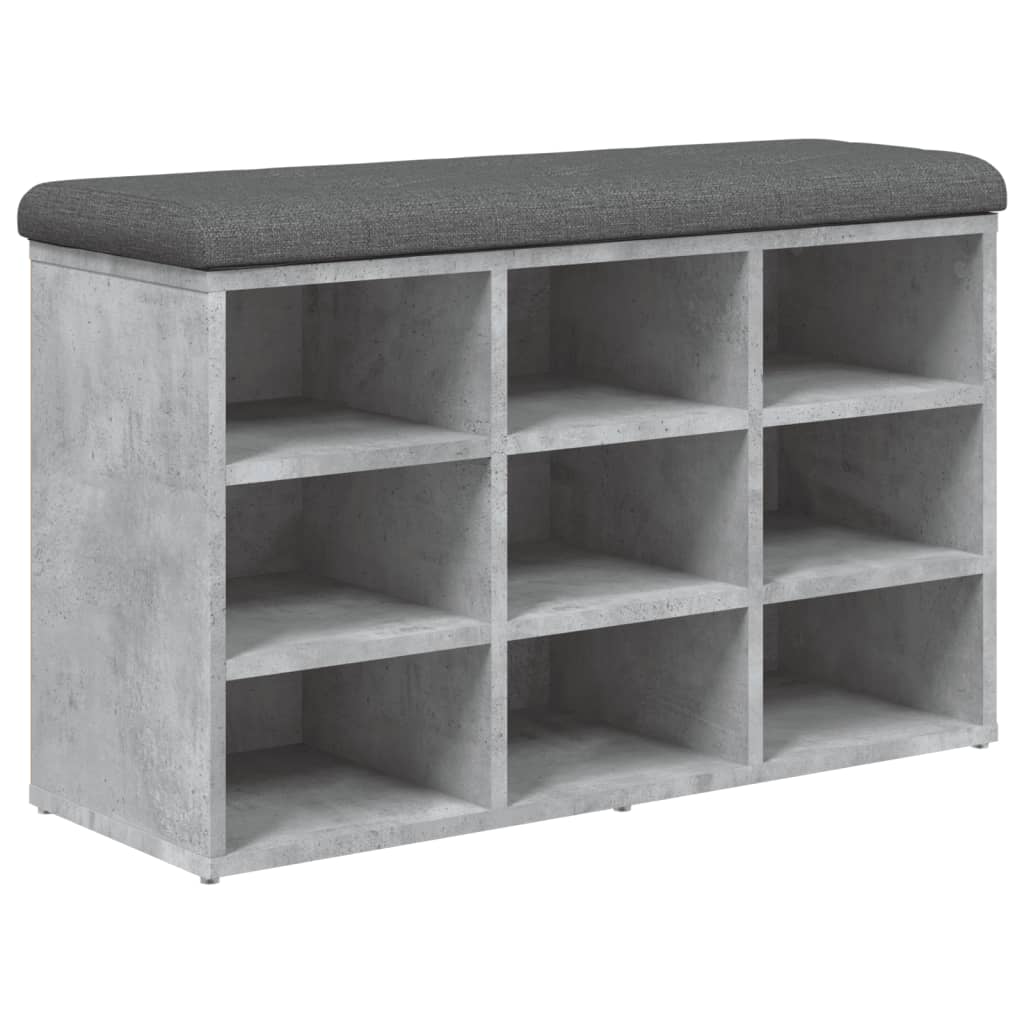 Klupa za cipele siva boja betona 82x32x50 cm konstruirano drvo