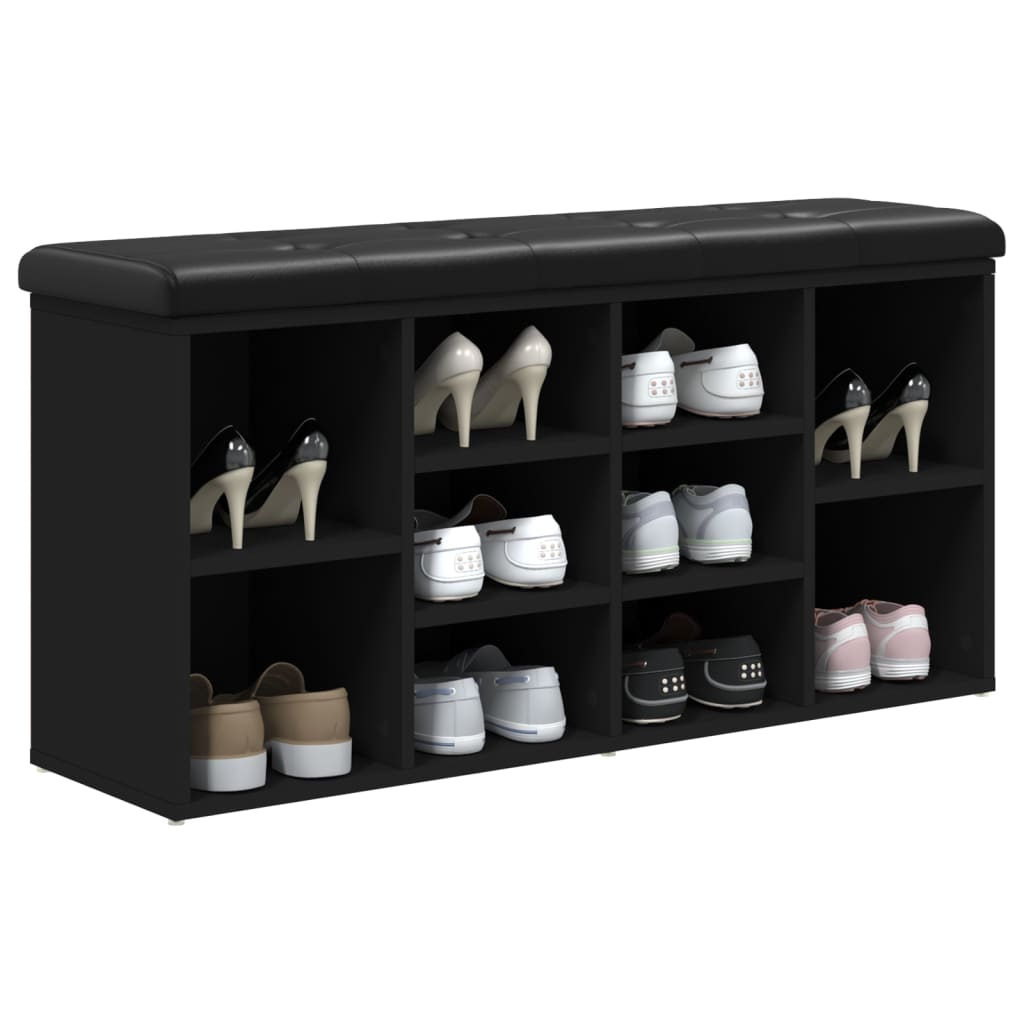 Klupa za cipele crna 102 x 32 x 50 cm od konstruiranog drva