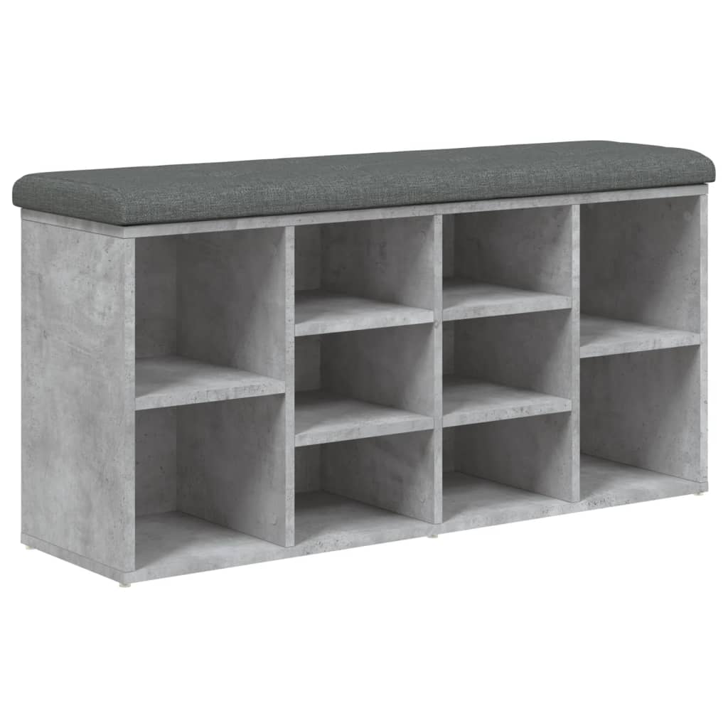 Klupa za cipele siva boja betona 102x32x50 cm konstruirano drvo