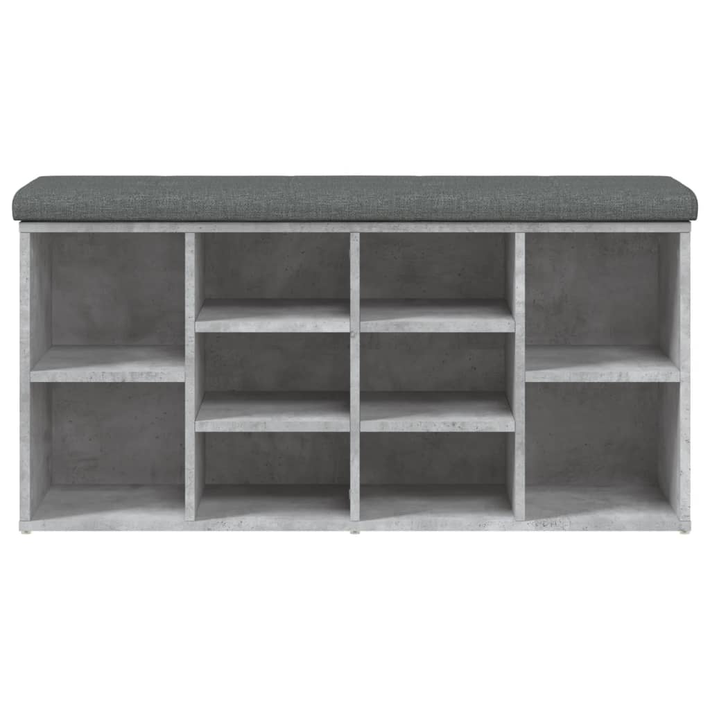 Klupa za cipele siva boja betona 102x32x50 cm konstruirano drvo