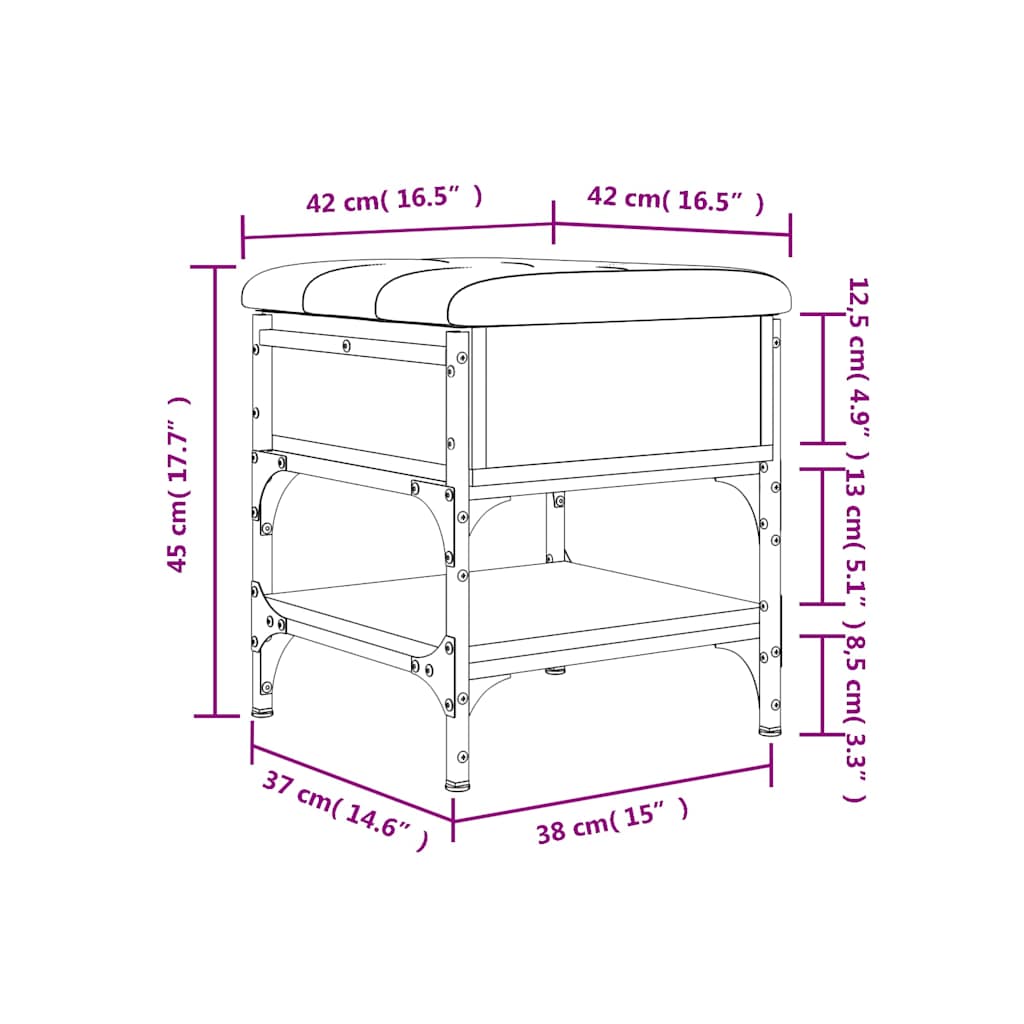 Klupa za cipele crna 42 x 42 x 45 cm od konstruiranog drva