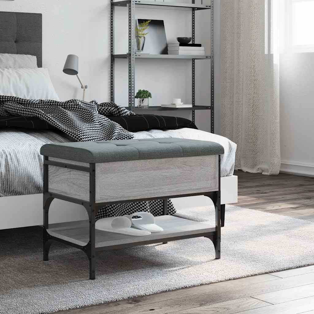 Klupa za cipele siva boja hrasta 62x42x45 cm konstruirano drvo