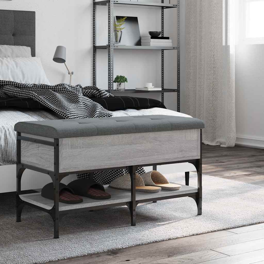 Klupa za cipele siva boja hrasta 82x42x45 cm konstruirano drvo