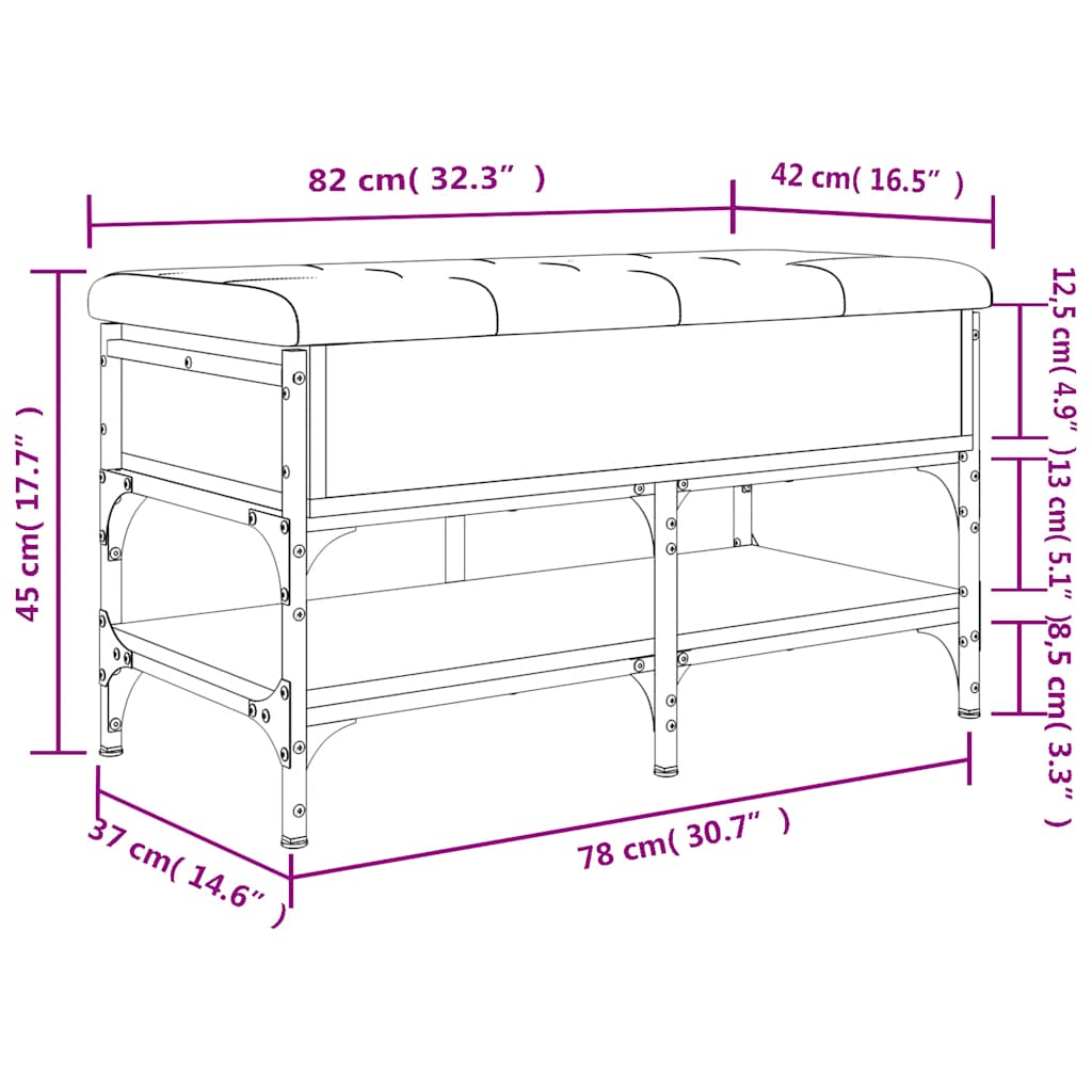 Klupa za cipele siva boja hrasta 82x42x45 cm konstruirano drvo