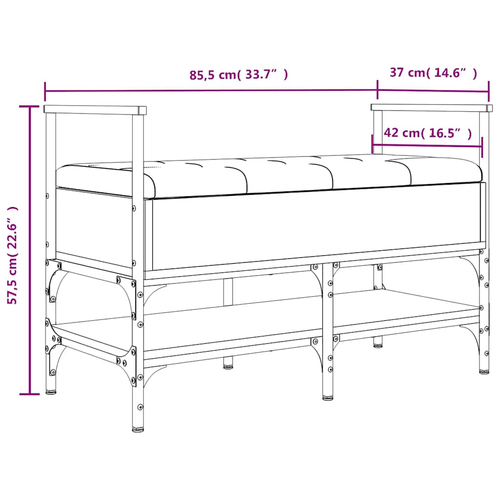 Klupa za cipele crna 85,5x42x57,5 cm od konstruiranog drva