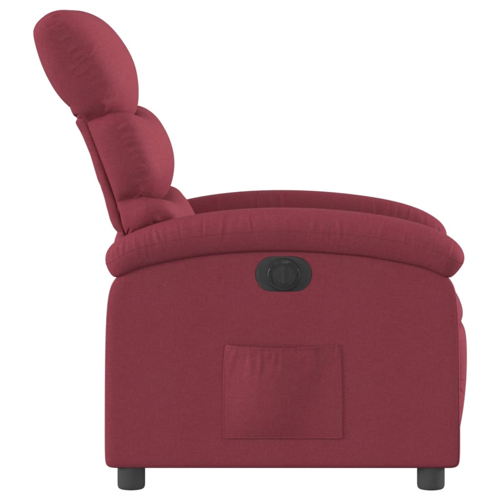Električni naslonjač od tkanine crvena boja vina