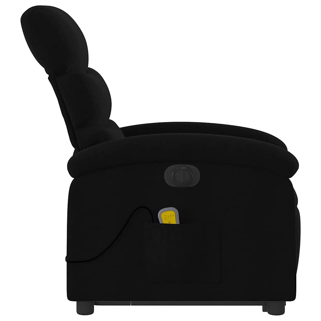 Električni masažni naslonjač na podizanje od tkanine crni