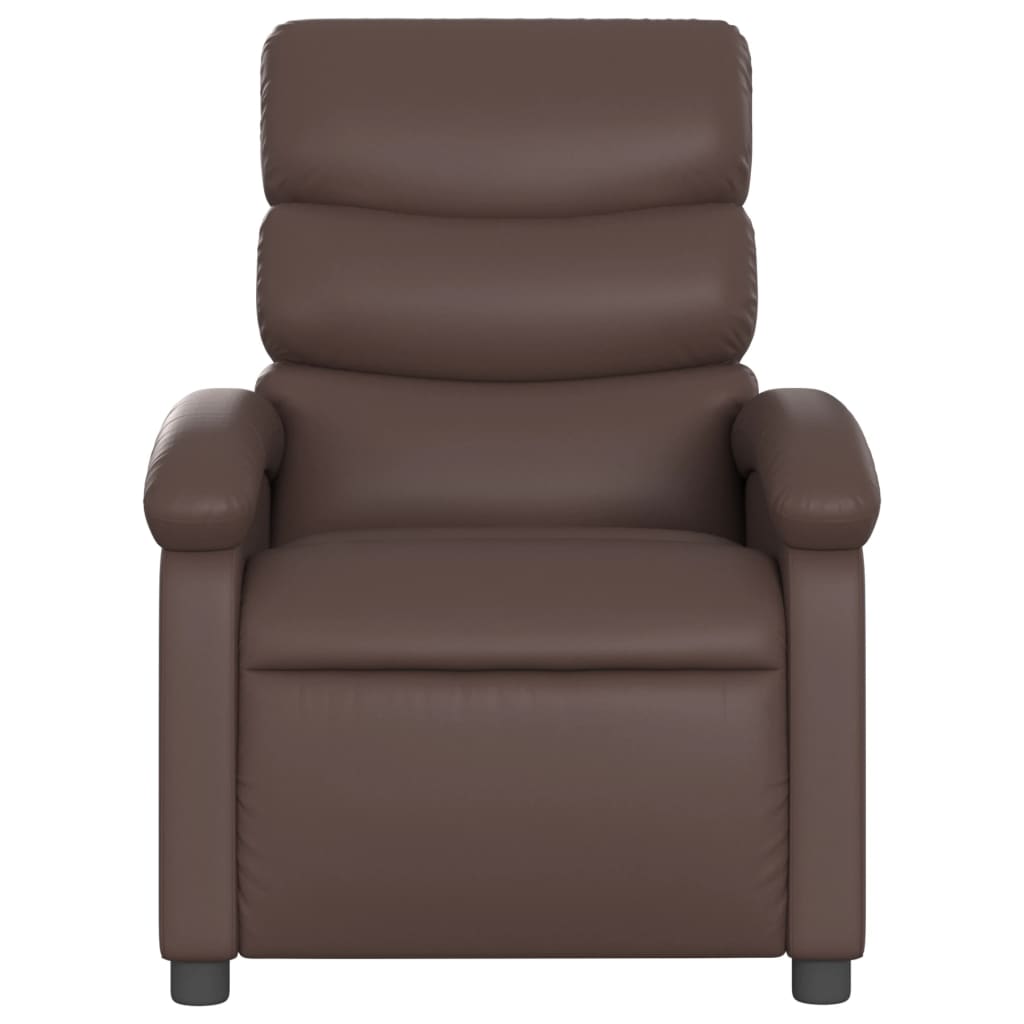 Električni naslonjač od umjetne kože smeđi