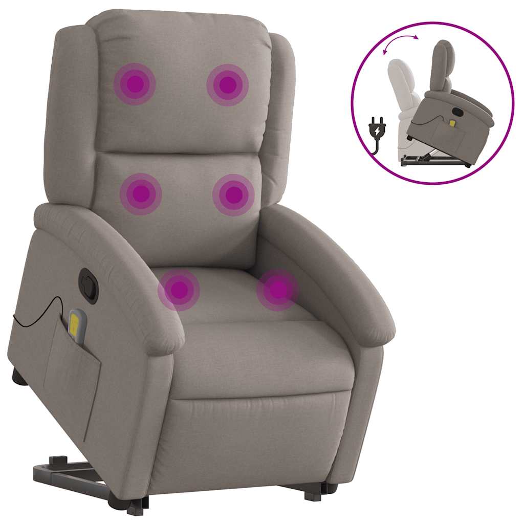 Masažni naslonjač na podizanje od tkanine smeđesivi