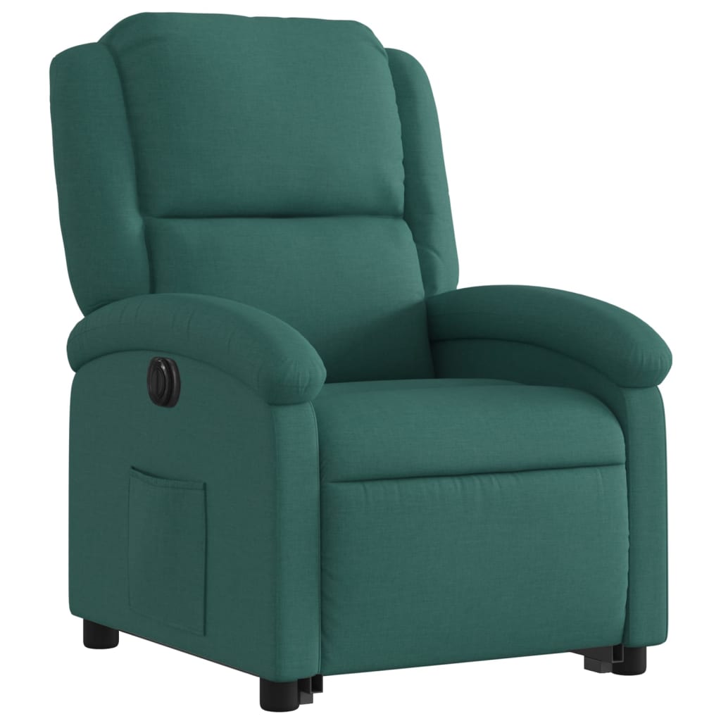 Električni naslonjač na podizanje tkanina tamnozeleni