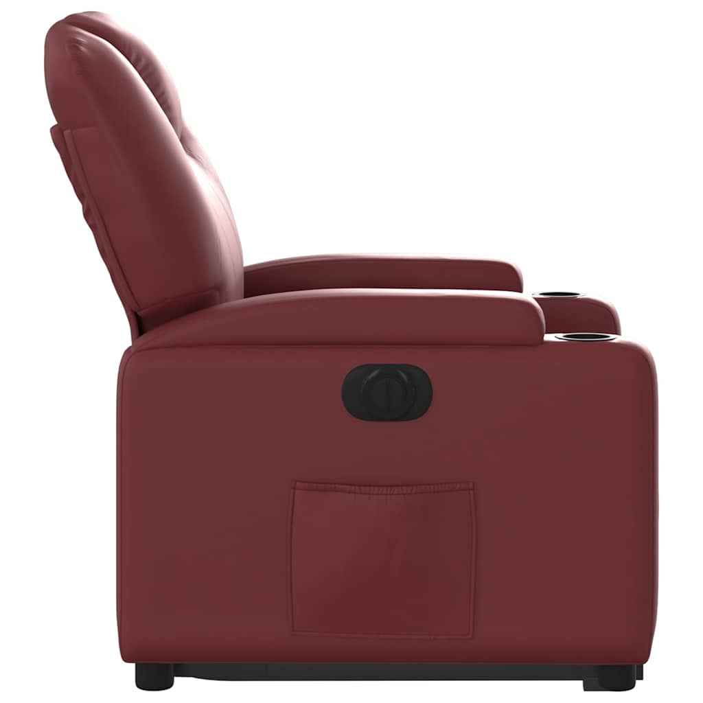 Električni naslonjač na podizanje umjetna koža crvena boja vina