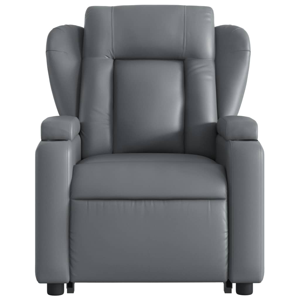Električni naslonjač na podizanje od umjetne kože siva
