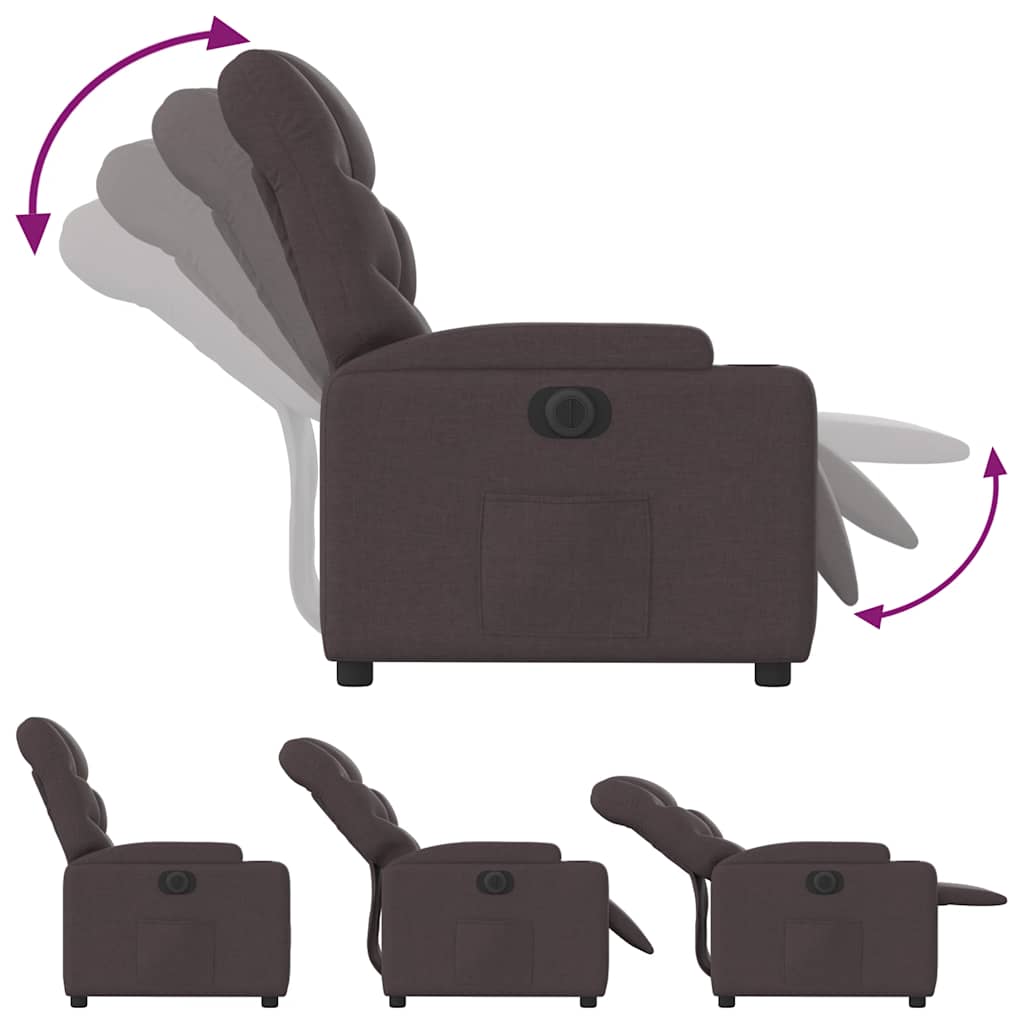 Električni naslonjač od tkanine tamnosmeđi
