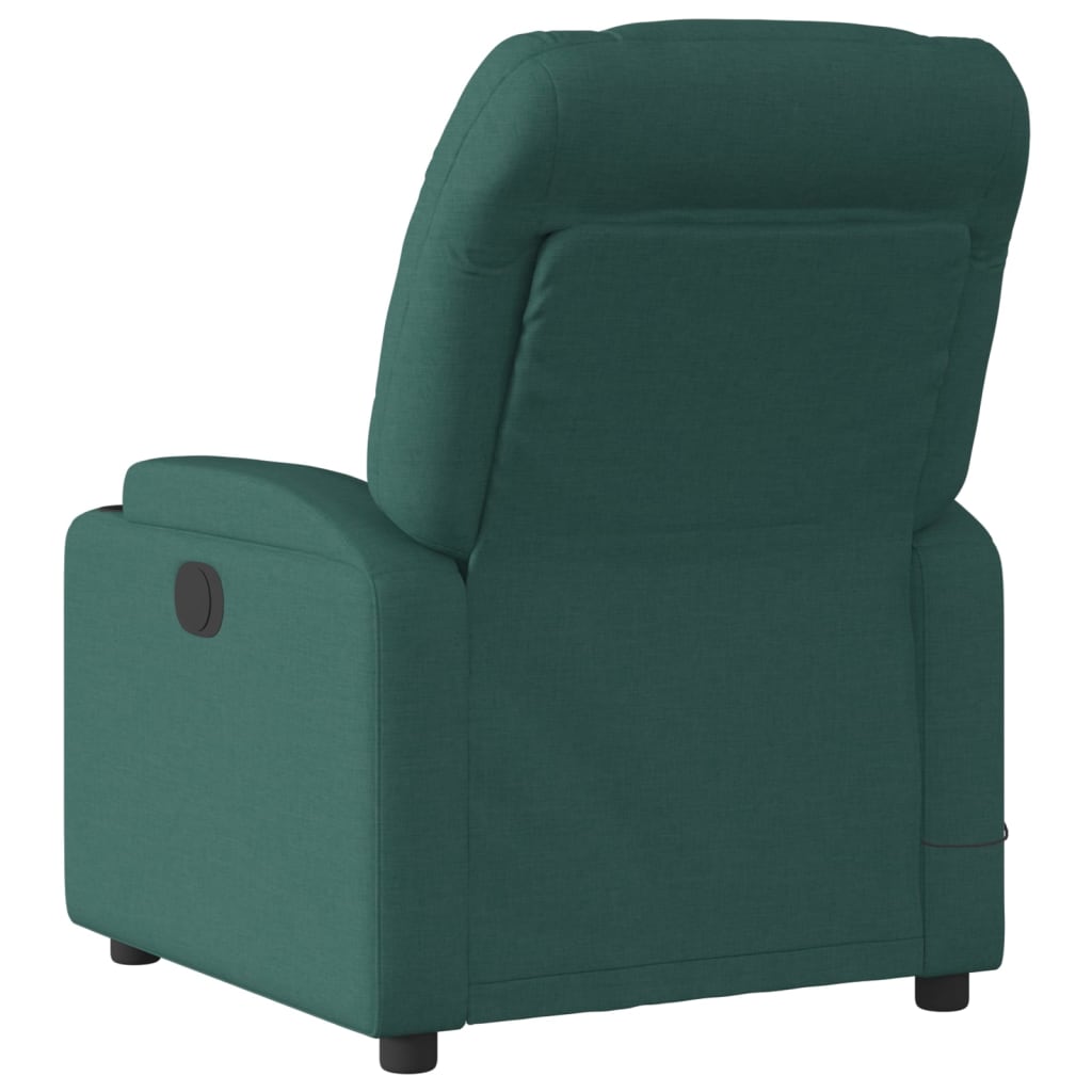 Električni masažni naslonjač od tkanine tamnozeleni