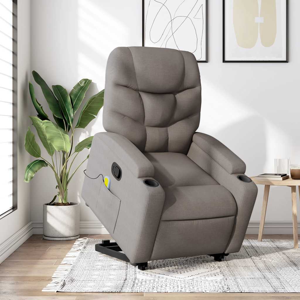 Masažni naslonjač na podizanje od tkanine smeđesivi