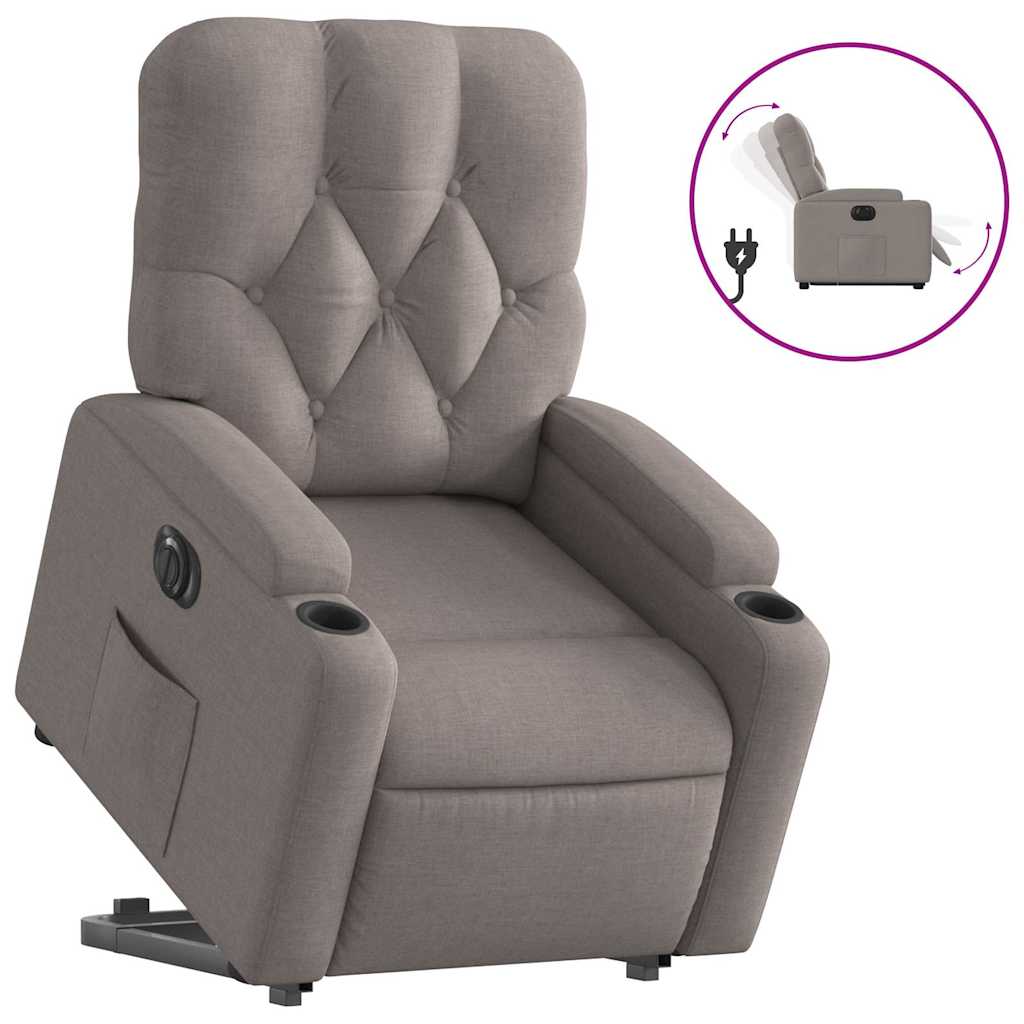 Električni naslonjač na podizanje od tkanine smeđesivi