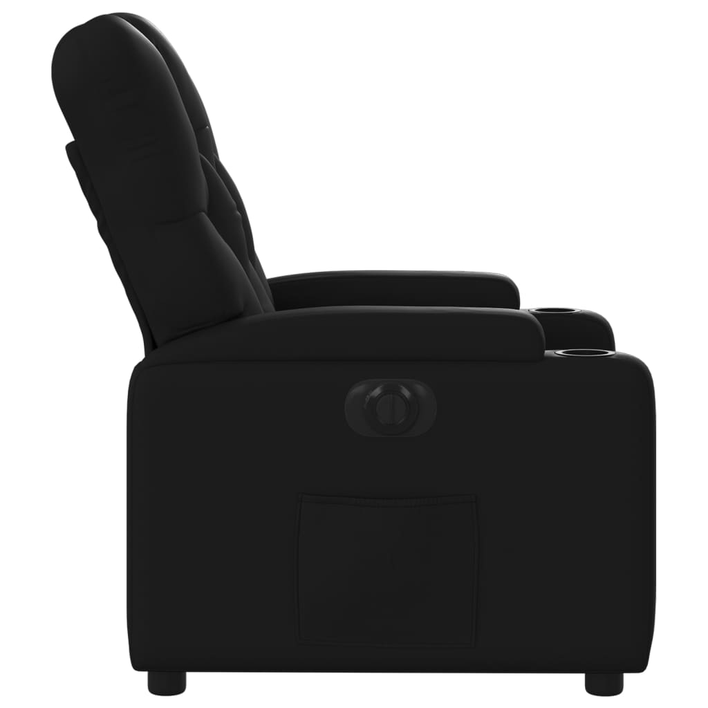 Električni naslonjač od umjetne kože crni