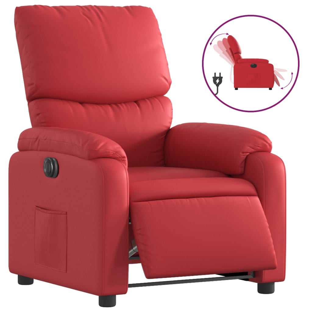 Električni naslonjač od umjetne kože crveni