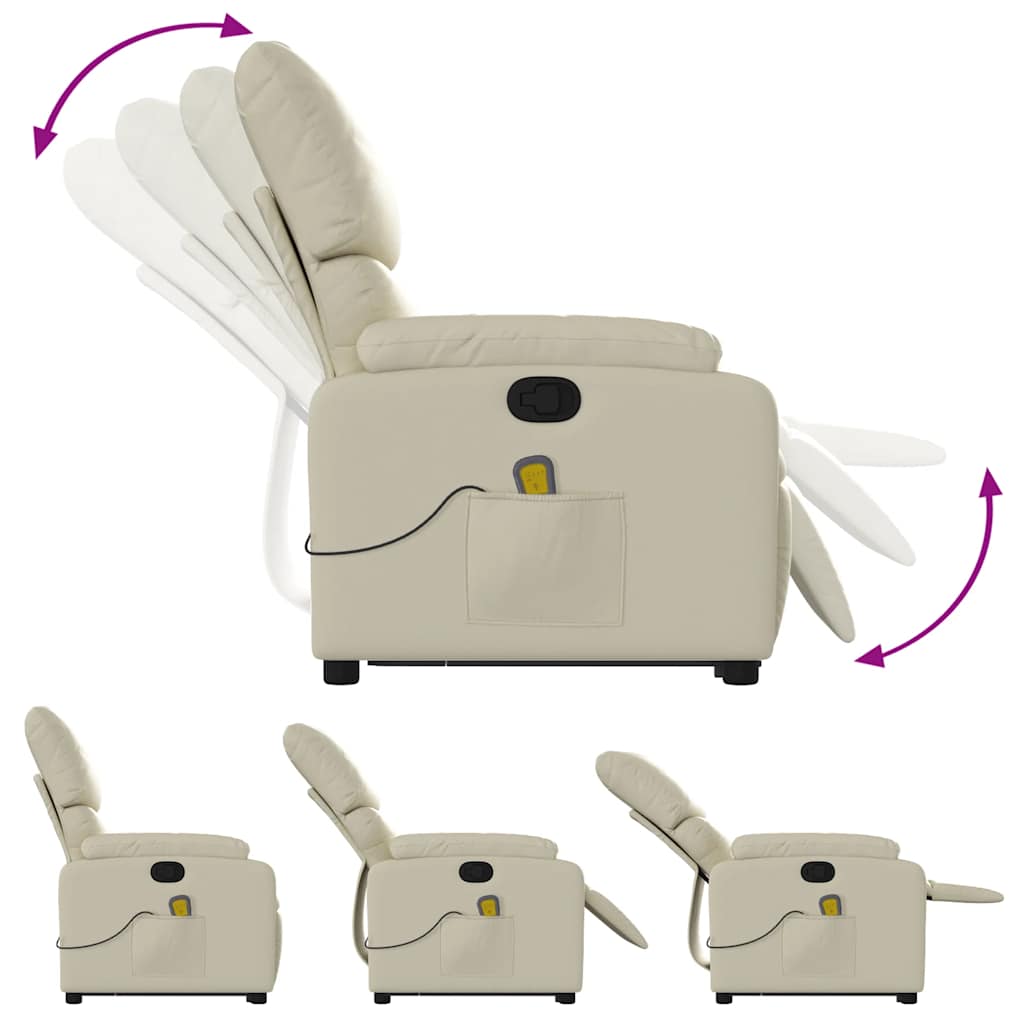 Masažni naslonjač na podizanje od umjetne kože krem