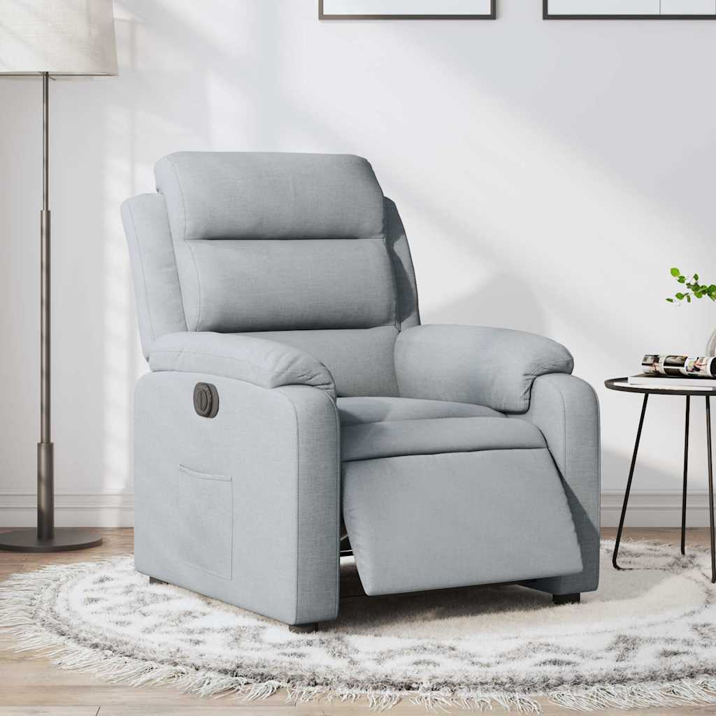 Električni naslonjač od tkanine svjetlosivi