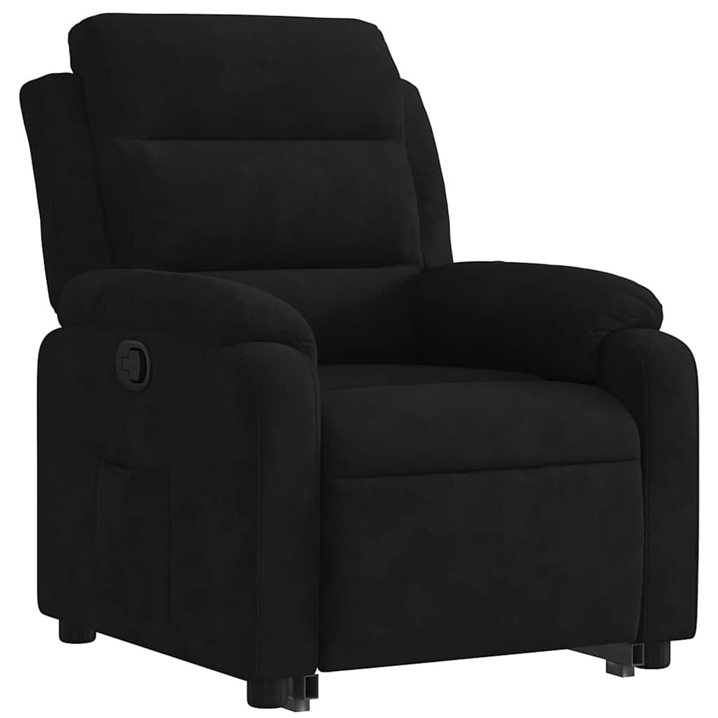 Naslonjač na podizanje crni baršunasti
