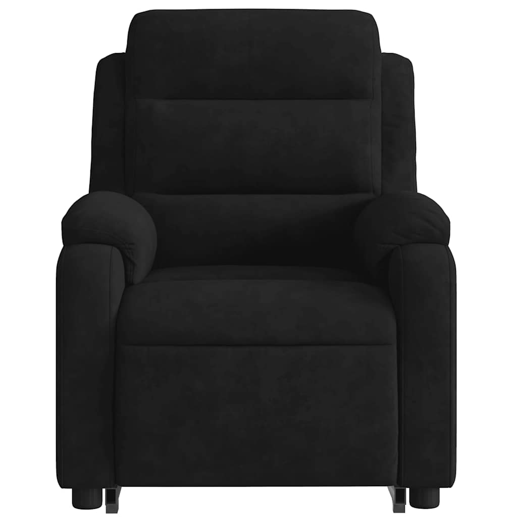 Naslonjač na podizanje crni baršunasti