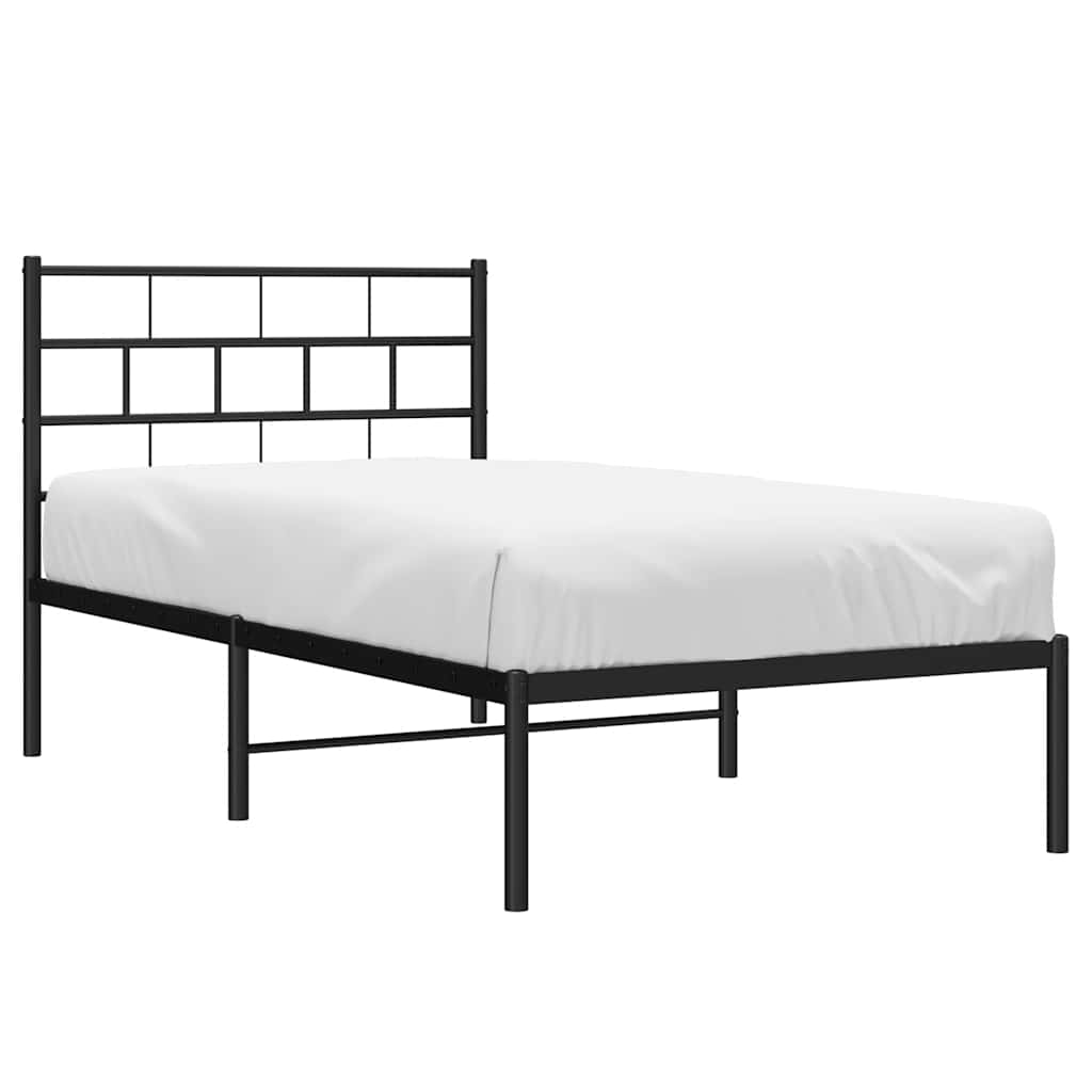 Metalni okvir za krevet s uzglavljem crni 100x200 cm