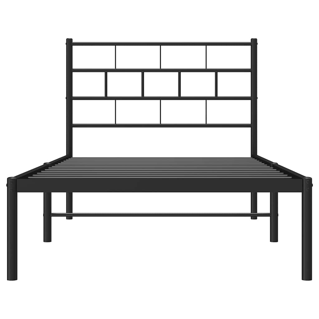 Metalni okvir za krevet s uzglavljem crni 100x200 cm