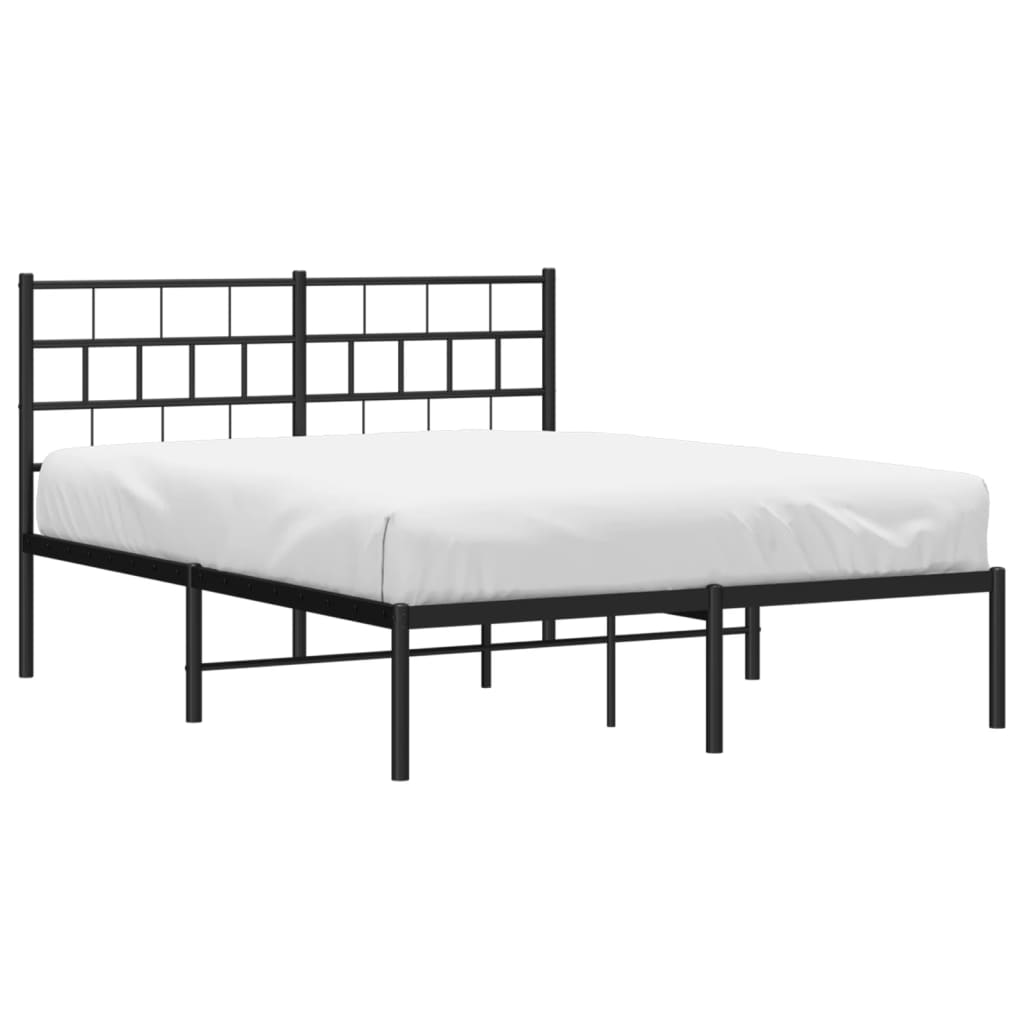 Metalni okvir za krevet s uzglavljem crni 120x200 cm