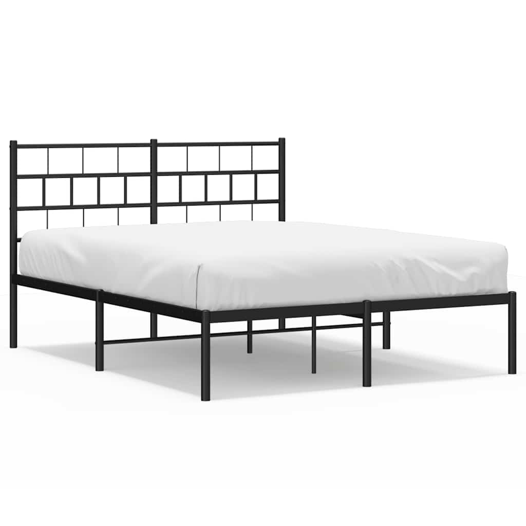 Metalni okvir za krevet s uzglavljem crni 135x190 cm